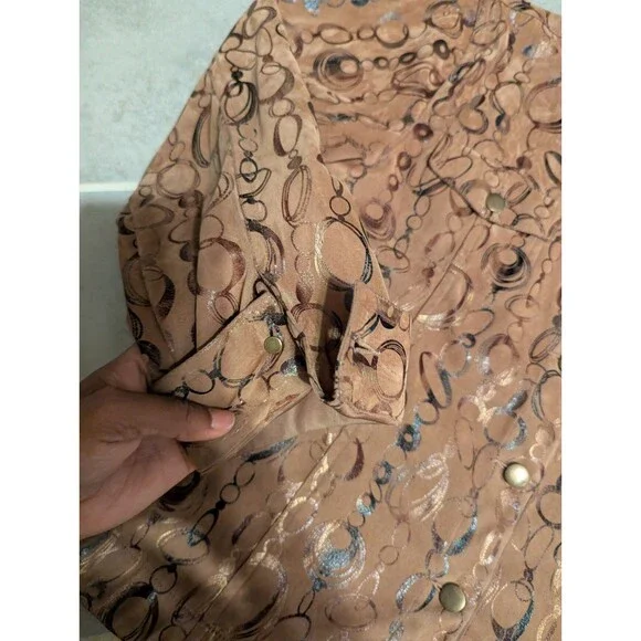 Women’s Bamboo Traders SZ L Jacket Microfiber Collar Brass Snaps Pockets - Picture 5 of 11